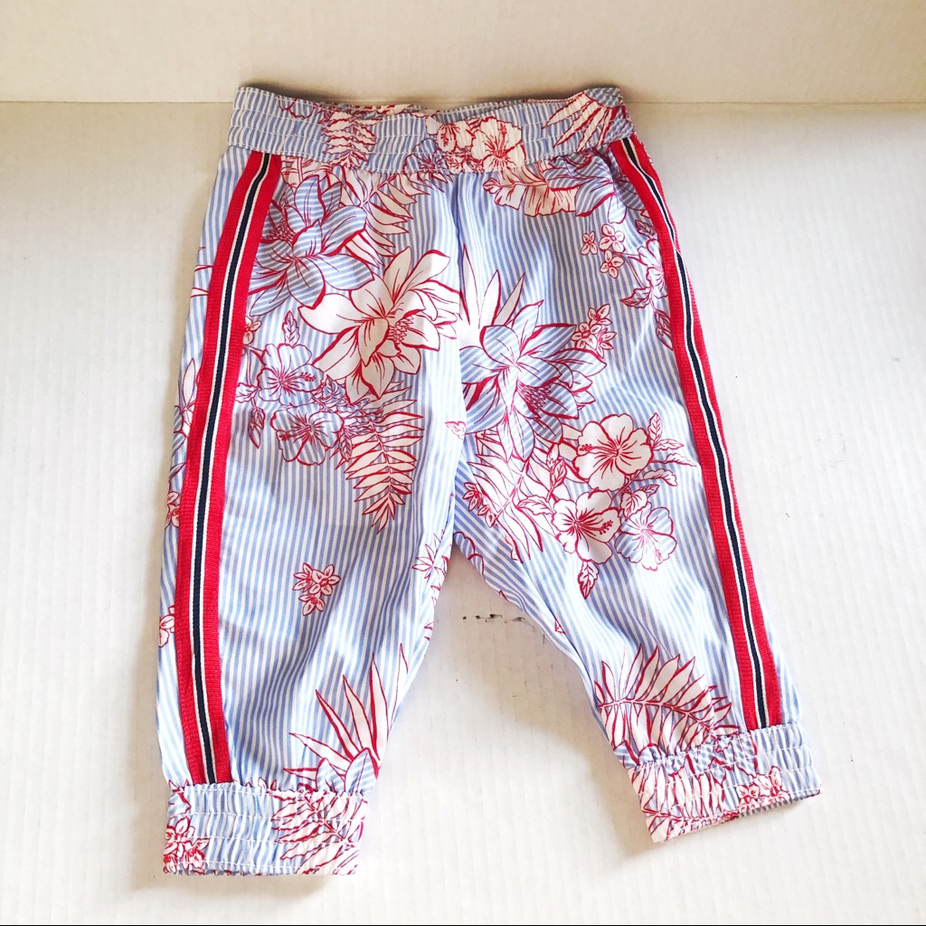 Janie & Jack Joggers Hawaiian Striped Sides Sz 12-18 Months Bnwot Lightweight
